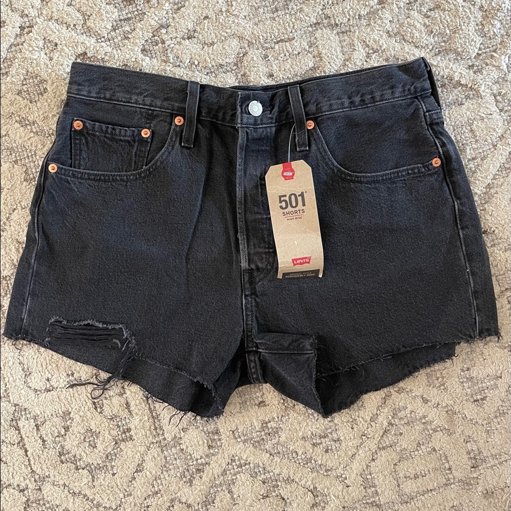 Levi’s 501 high rise denim shorts in black NWT size 30
